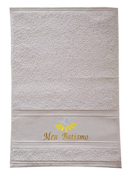 Toalha de Batismo Bordada Moda Católica Escrito Meu Batismo