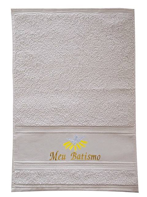 73618 Toalha de Batismo Bordada Moda Católica Escrito Meu Batismo