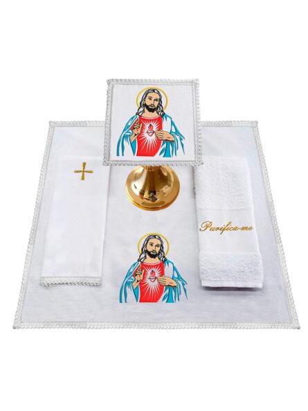 Conjunto de Alfaias Bordado Sagrado Coração de Jesus