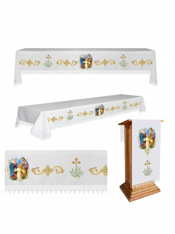 Kit 3 Pç Toalha Para Altar, Sagrada Família Kit 3 Pç Toalha Para Altar, Sagrada Família