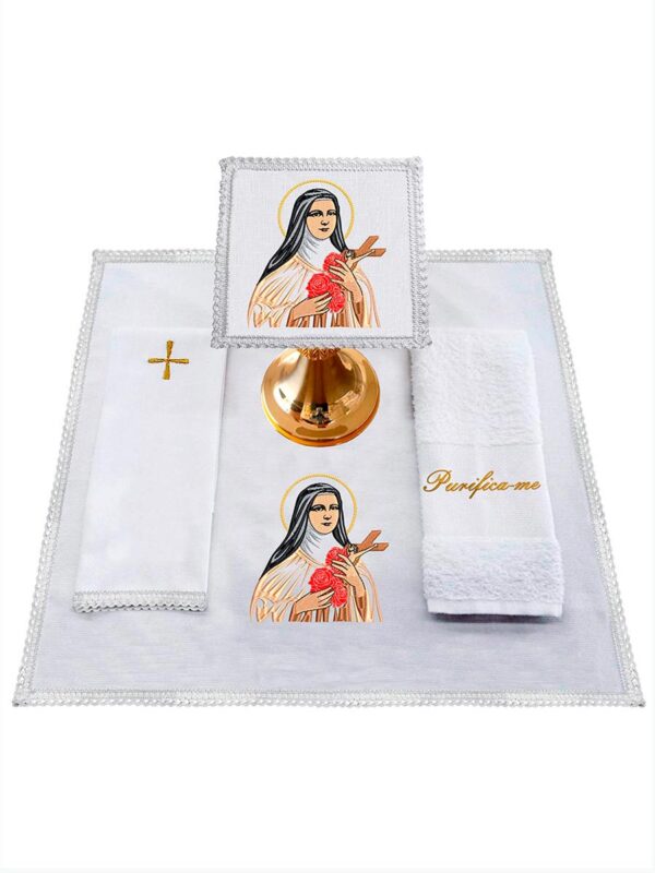 conjunto alfaia bordado santa Teresinha conjunto alfaia bordado santa Teresinha